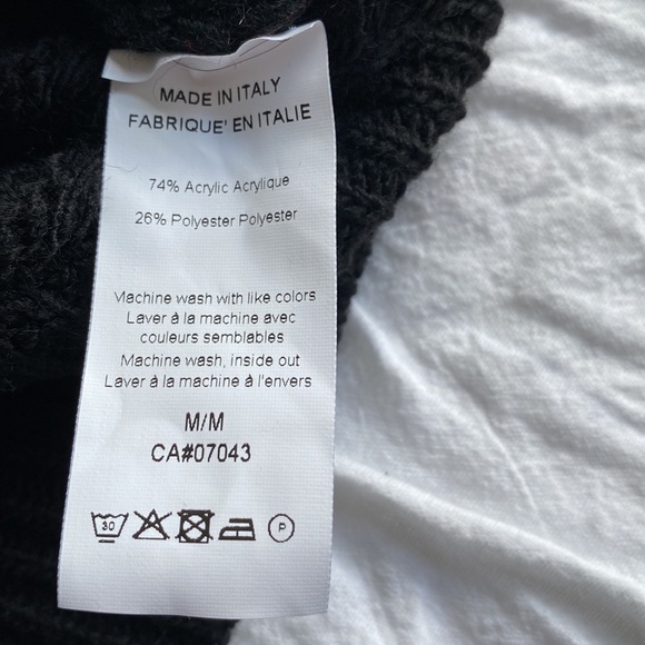 Niccolai long sleeved black sweater w  crew neck and fringe on sleeves. Med. NWT - Picture 9 of 10